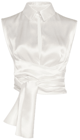 Tie-Detailed Silk-Satin Top by MATÉRIEL | Moda Operandi