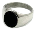 Oval Onyx-Silver Ellipse Signet Ring-Black and Silver Ellipse