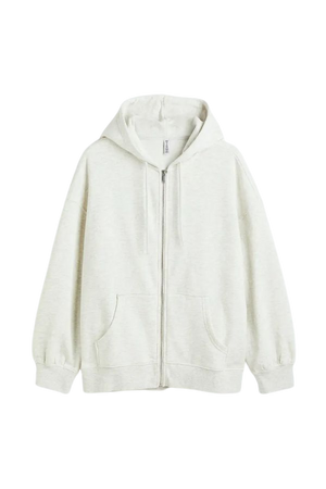 Oversized Hooded Jacket - Light grey marl - Ladies | H&M US
