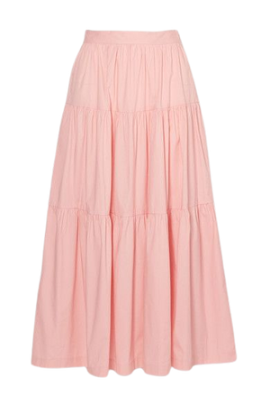 Sea Tiered Stretch-cotton Poplin Maxi Skirt - Pink