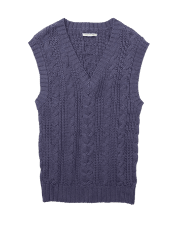 AE Cable Knit V-Neck Boyfriend Sweater Vest
