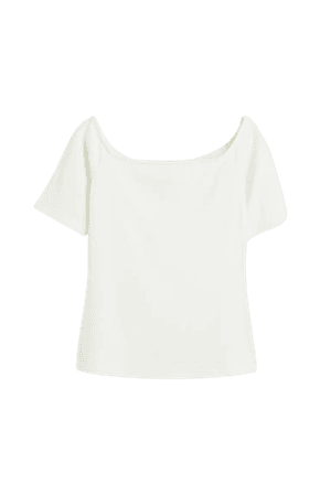 Ribbed Off-the-shoulder Top - White - Ladies | H&M US