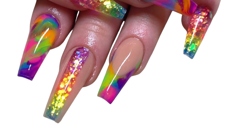 neon rainbow nails - Google Search