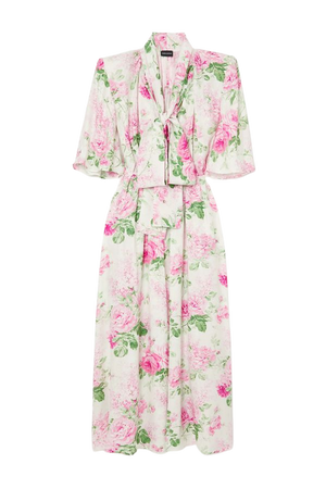 Pink Pussy-bow floral-print silk-jacquard maxi dress | Magda Butrym | NET-A-PORTER