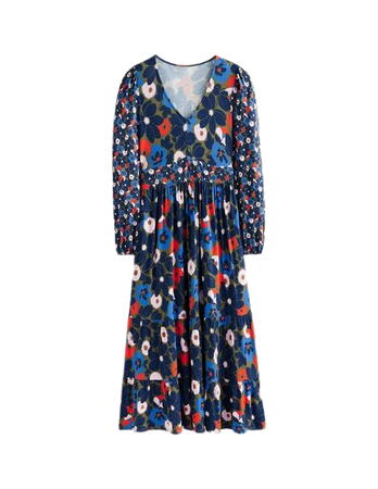 Hotch Potch V-Neck Midi Dress - Winter Moss, Bloomsbury Pop | Boden US