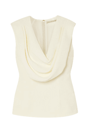 Ivory Fleur draped crepe top | Emilia Wickstead | NET-A-PORTER