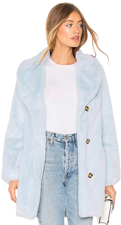 MAJORELLE Brinley Faux Fur Coat in Baby Blue | REVOLVE