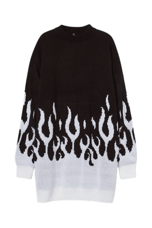 Knit Dress - Black/flames - Ladies | H&M US