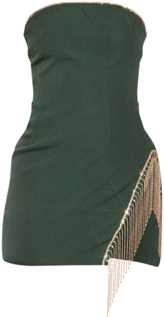 Emerald Green Diamante Trim Bandeau Mini Dress | PrettyLittleThing CA