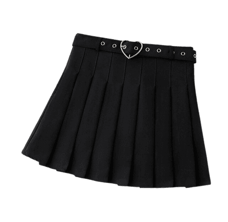Flectit Heart Belt Pleated Skirt Black White Pink High Waisted Mini Skirts Harajuku Cool Girl Kawaii Punk Style|Skirts| - AliExpress