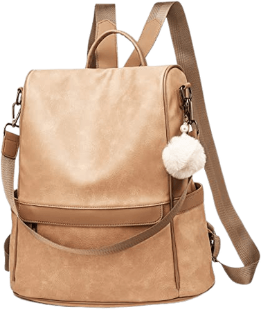 Amazon.com: Women Backpack Purse PU Leather Anti-theft Casual Shoulder Bag Fashion Ladies Satchel Bags(Tan) : Clothing, Shoes & Jewelry
