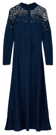 Plus Size Crystal Embellished Stitch Knit Mini Dress | Karen Millen