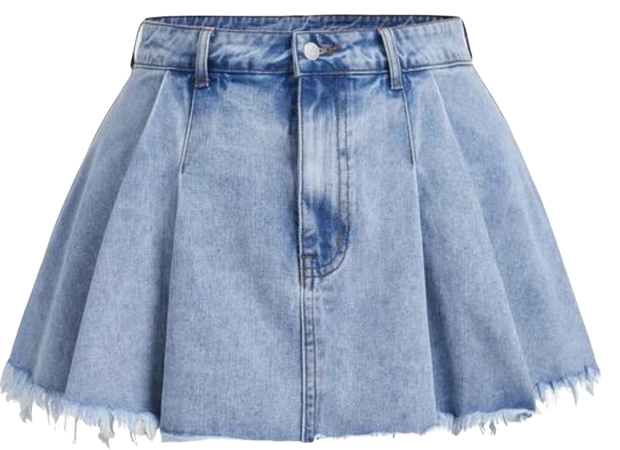 Pleated Jean Skirt
