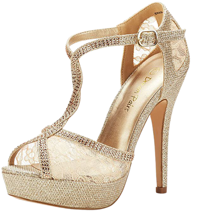 Amazon.com | DREAM PAIRS Women's Swan-16 Gold Fashion Stilettos Peep Toe Pump Heeled Sandals Size 8 B(M) US | Heeled Sandals