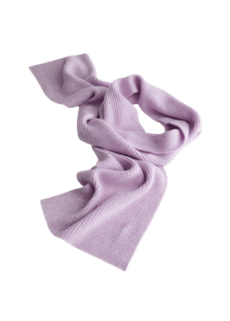Cashmere Ribbed Knit Scarf - Lilac - Scarves - & Other Stories