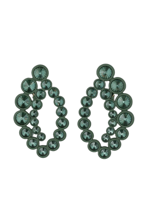 Rhinestone Clip Earrings - Khaki green - Ladies | H&M US