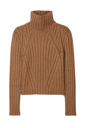 Camel Ribbed silk, mohair and cashmere-blend turtleneck sweater | TOM FORD | NET-A-PORTER