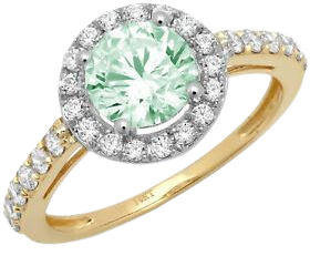2.40 ct Round Halo Mint Green Classic Bridal Statement Ring Real 14k 2 tone Gold | eBay