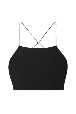 Yoga Luxe Cropped Ribbed Infinalon Dri-fit Tank - Black