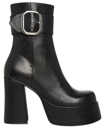 SIREN Black Leather Platform Block Heel Bootie | Women's Booties – Steve Madden