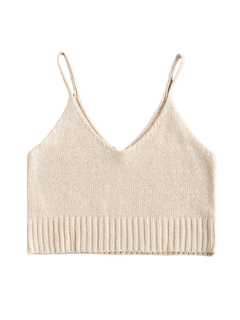 [31% OFF] 2020 Knit Cropped Cami Top In LIGHT COFFEE | ZAFUL
