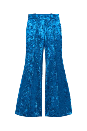 Flared Crushed-velvet Pants - Cobalt blue - Ladies | H&M US