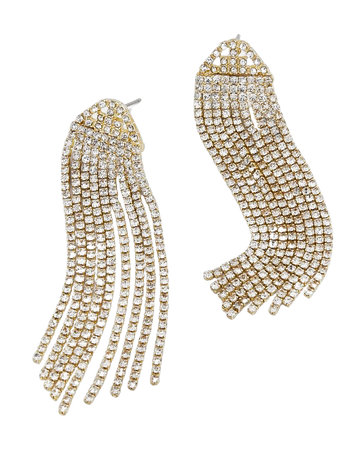 Deirdre Earrings - Gold – Crystal fringe statement earrings – BaubleBar