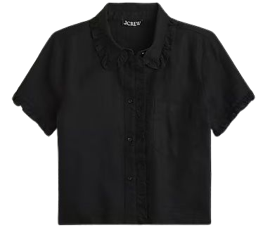 J.Crew: Ruffle-trim Button-up Shirt In Linen For Women