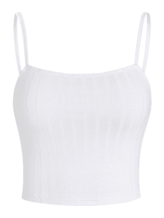 [25% OFF] [POPULAR] 2020 ZAFUL Ribbed Cropped Camisole In WHITE | ZAFUL