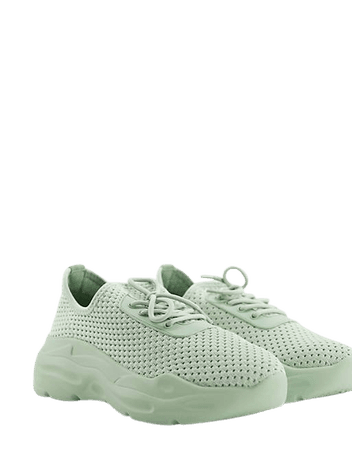 ASOS DESIGN Denmark chunky knit lace up sneakers in mint | ASOS