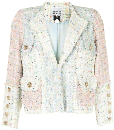 Edward Achour Paris patchwork tweed-style blazer multicolour