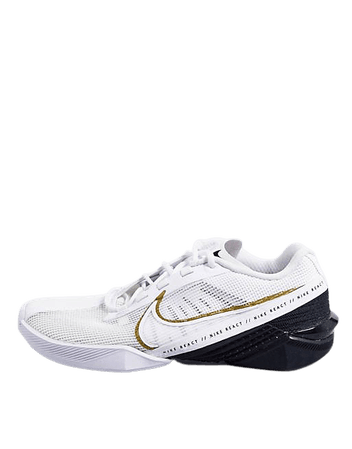 Nike React Metcon Turbo sneakers in white and metallic gold | ASOS