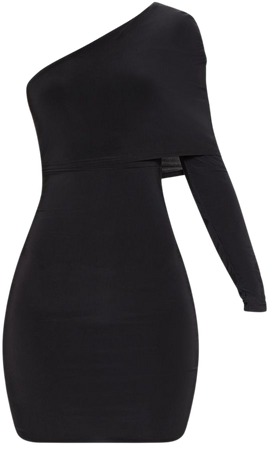 Black Slinky Cape Bodycon Dress | Dresses | PrettyLittleThing