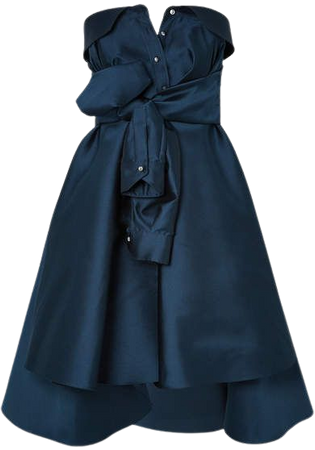 Bow-detailed Embellished Duchesse-satin Mini Dress - Navy