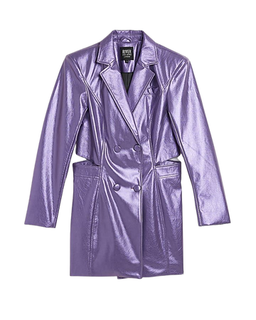 Purple metallic cut out blazer dress | River Island