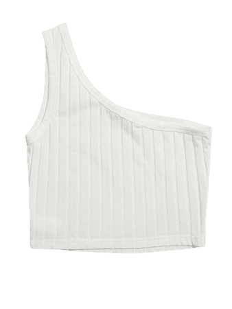 One Shoulder Rib-knit Crop Top | SHEIN USA