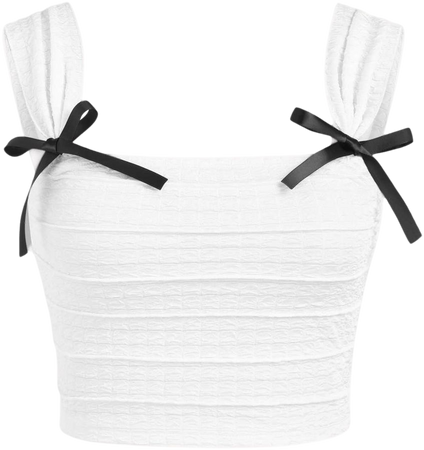 white top with black bows