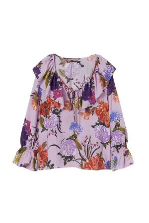 H&M+ Блузка с оборками - Сиреневый/Цветы - Женщины | H&M RU