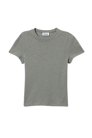 Linen Blend Fitted T-shirt - Soft Green - Weekday WW