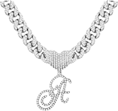 Amazon.com: PTJDSMF Cursive Silver Initial Pendant Necklaces Alphabet Pendant Miami Cuban Link Chain Necklace for women Hip Hop Iced Out Letter Chain with Pendant Jewelry Gift… (Cuban Link Chain A): Clothing, Shoes & Jewelry