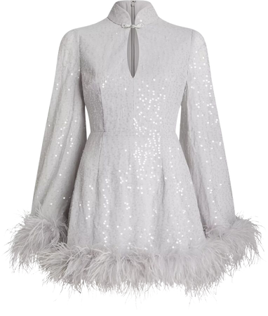 Shop Sau Lee Bianca Sequin Feather-Trim Minidress | Saks Fifth Avenue
