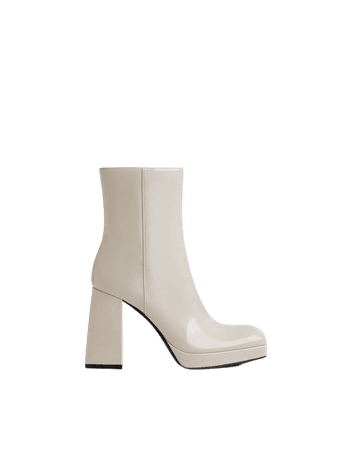 Faux patent high-heel ankle boots - Shoes - Woman | Bershka