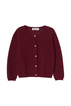 Textured-knit cardigan - Dark red - Kids | H&M GB
