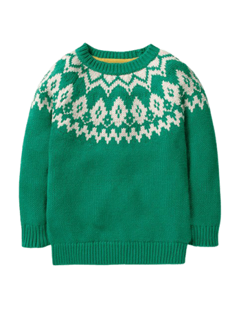 Chunky Festive Crew Sweater - Hike Green | Boden US