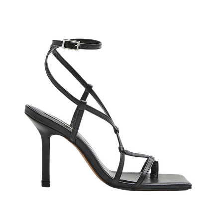 Black strappy heeled sandals | River Island