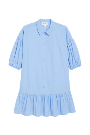 Light blue ruffle shirt dress - Light blue - Shirt dresses - Monki WW