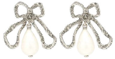 Crystal-embellished bow earrings