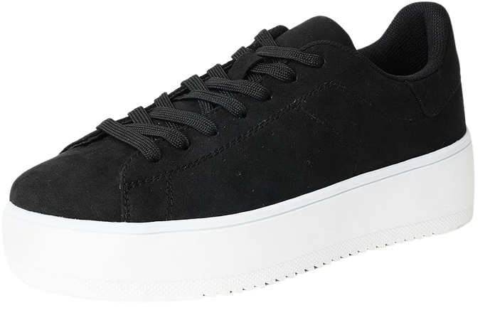 Amazon.com | J. Adams Hero Platform Sneakers for Women - Casual Lace Up Fashion Tennis Shoes - Black Vegan Suede - 7.5 | Fashion Sneakers