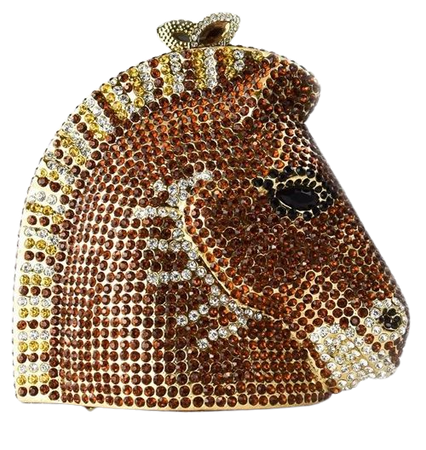 brown horse bedazzled crystal clutch