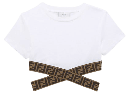 Fendi Little Girl's & Girl's Logo-Tape Cutout Cotton T-Shirt | SaksFifthAvenue